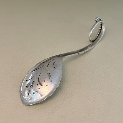 Estate Georg Jensen Sterling Silver Ornamental Pierced Nut Spoon No. 41