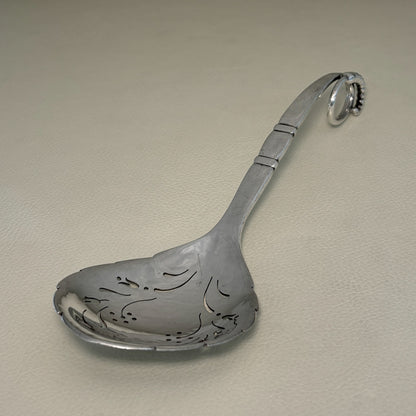 Estate Georg Jensen Sterling Silver Ornamental Pierced Spoon with Flowers No. 41 (8 Inches Long)