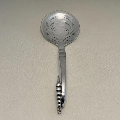 Estate Georg Jensen Sterling Silver Ornamental Pierced Spoon with Flowers No. 41 (8 Inches Long)