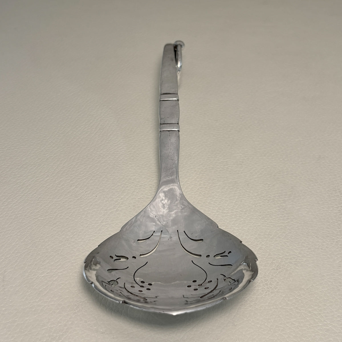 Estate Georg Jensen Sterling Silver Ornamental Pierced Spoon with Flowers No. 41 (8 Inches Long)