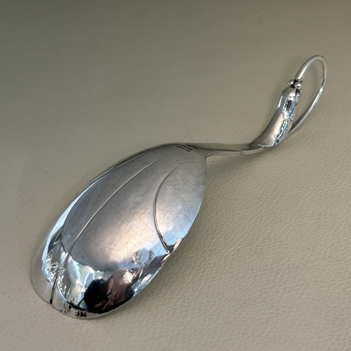 Estate Georg Jensen Sterling Silver Ornamental Spoon with Leaf Edge No. 21