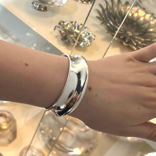 Estate Georg Jensen Sterling Silver Wide Modernist Bracelet by Minas Spiridis No. 399