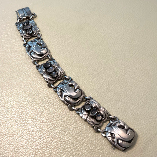 Estate Georg Jensen Sterling Silver & Moonstone Bracelet by Kristian Møhl-Hansen No. 14