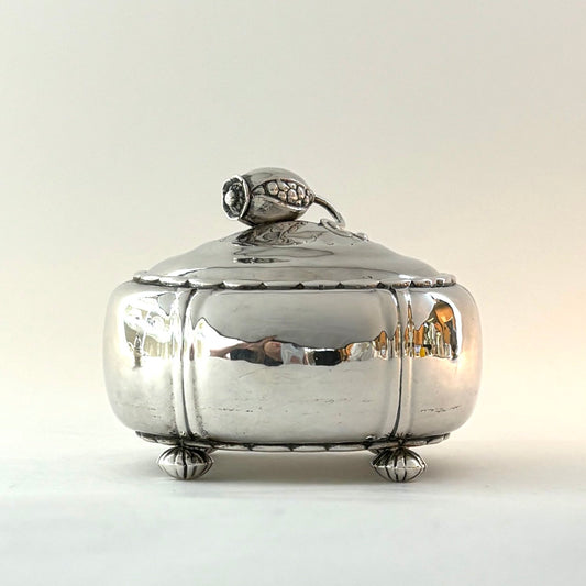 Estate Antique Georg Jensen "Pomegranate"  830 Silver Bonbonniere No. 186