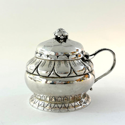 Estate Georg Jensen Very Early 830 Silver Handled Condiment Pot No. 198