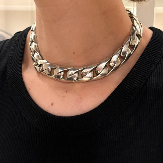 Estate Guerreiro São Paulo Sterling Silver Brazilian Link Necklace with Extra Link