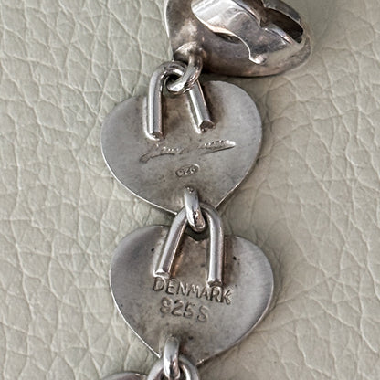 Estate Hans Hansen Sterling Silver Multi-Heart Bracelet by Karl Gustav Hansen No. 236