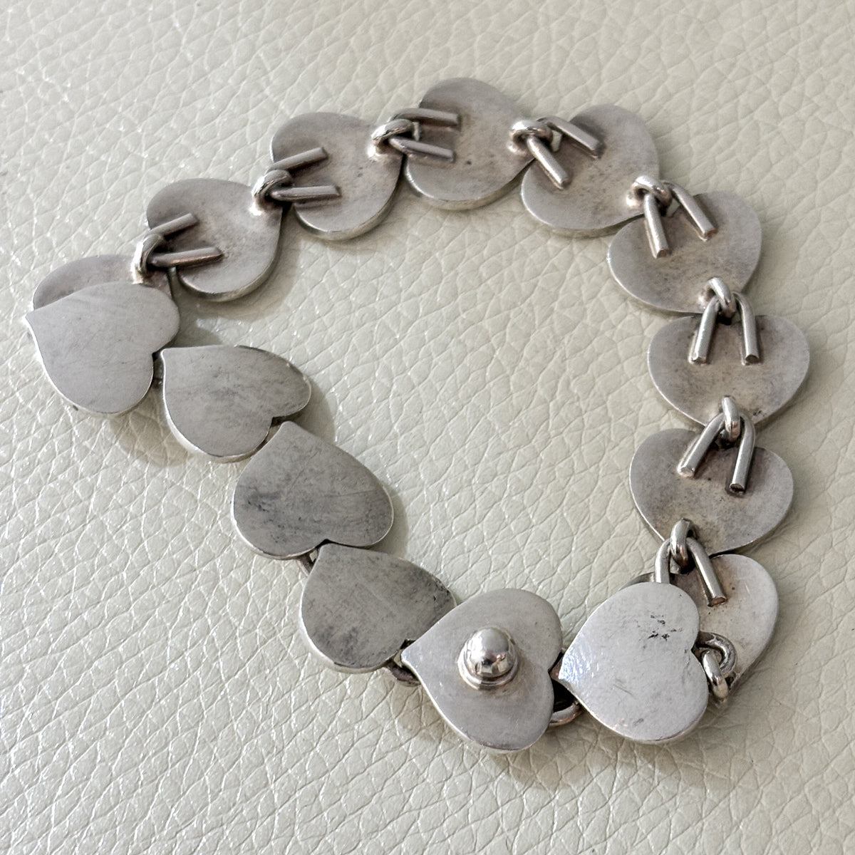 Estate Hans Hansen Sterling Silver Multi-Heart Bracelet by Karl Gustav Hansen No. 236