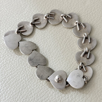 Estate Hans Hansen Sterling Silver Multi-Heart Bracelet by Karl Gustav Hansen No. 236