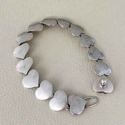 Estate Hans Hansen Sterling Silver Multi-Heart Bracelet by Karl Gustav Hansen No. 236