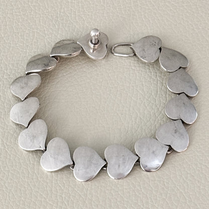 Estate Hans Hansen Sterling Silver Multi-Heart Bracelet by Karl Gustav Hansen No. 236