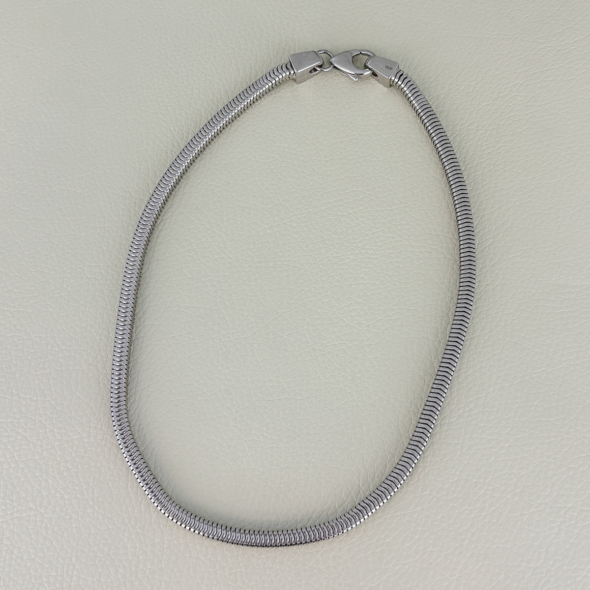 Estate Italian Sterling Silver Snake Chain Necklace with Unique Clasp