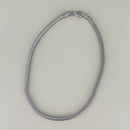 Estate Italian Sterling Silver Snake Chain Necklace with Unique Clasp