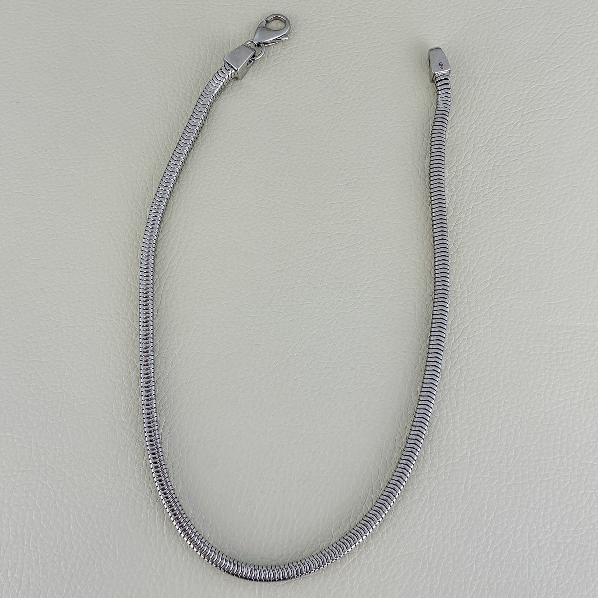 Estate Italian Sterling Silver Snake Chain Necklace with Unique Clasp