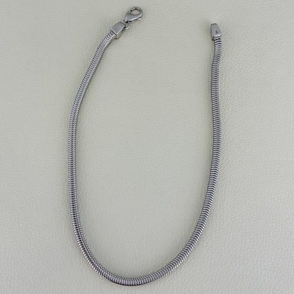 Estate Italian Sterling Silver Snake Chain Necklace with Unique Clasp