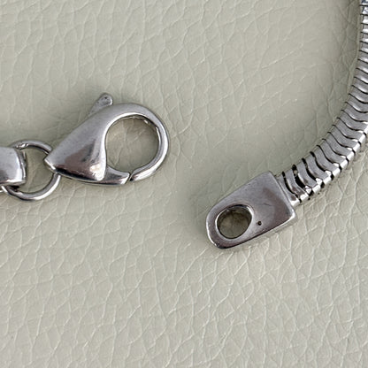 Estate Italian Sterling Silver Snake Chain Necklace with Unique Clasp