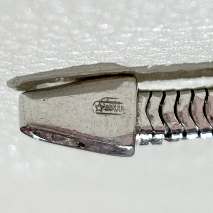 Estate Italian Sterling Silver Snake Chain Necklace with Unique Clasp