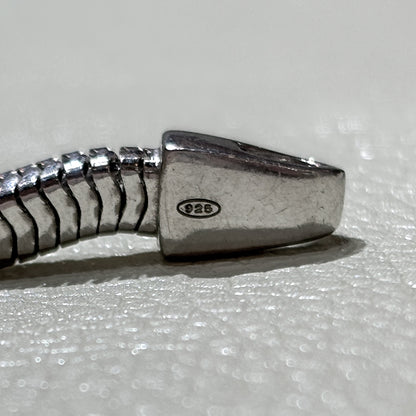 Estate Italian Sterling Silver Snake Chain Necklace with Unique Clasp