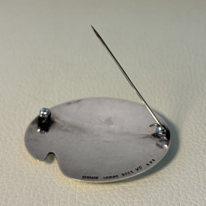 Estate Kai Feiling Sterling Silver and Ebony Brooch No. 622