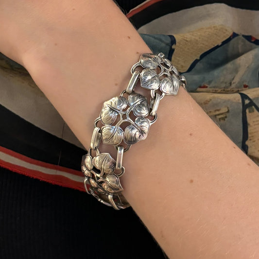 Estate Kalo Hand Wrought Sterling Silver Art Nouveau Leaf Bracelet by Bjarne Axness