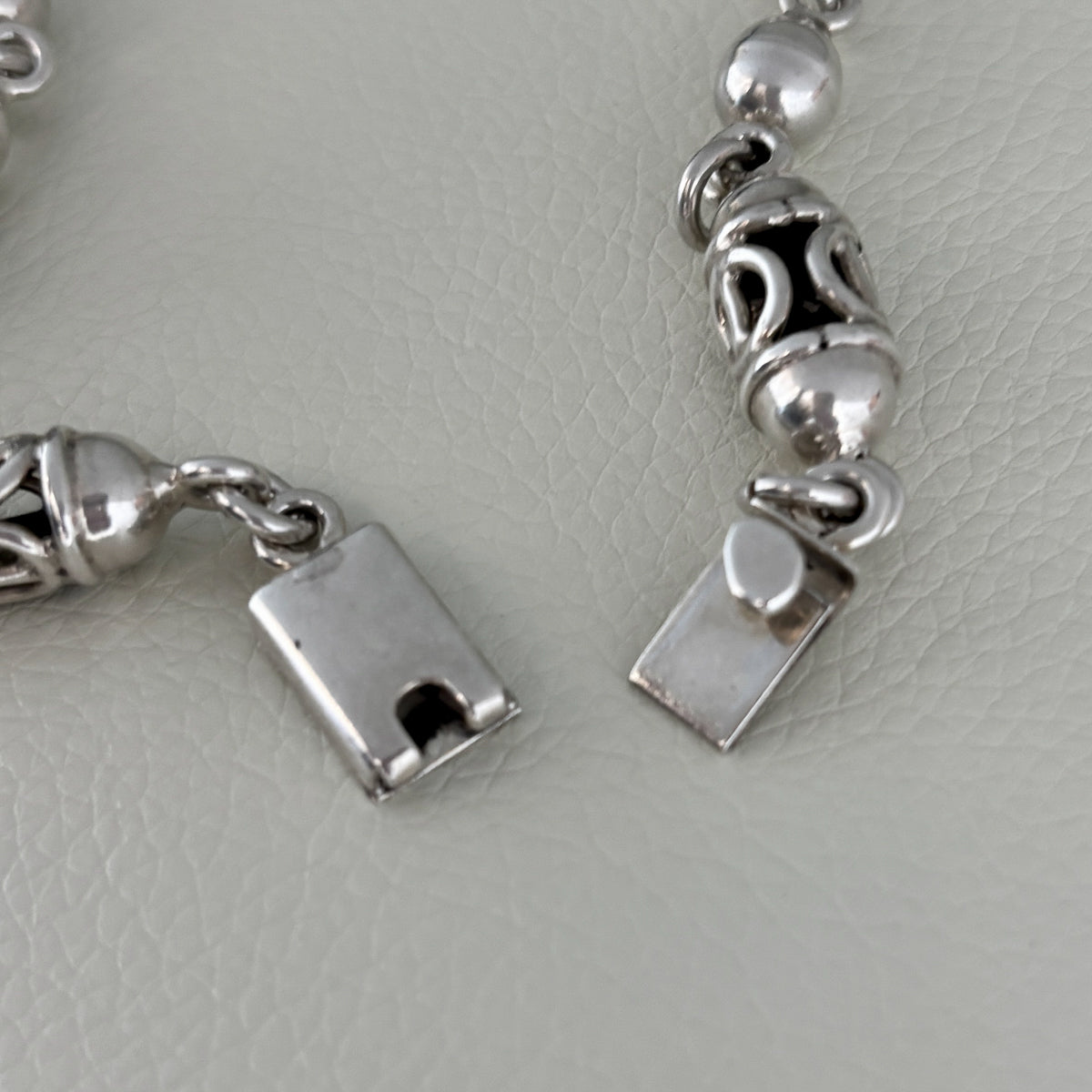 Estate Mexican Sterling Silver Heavy Openwork Beaded Necklace