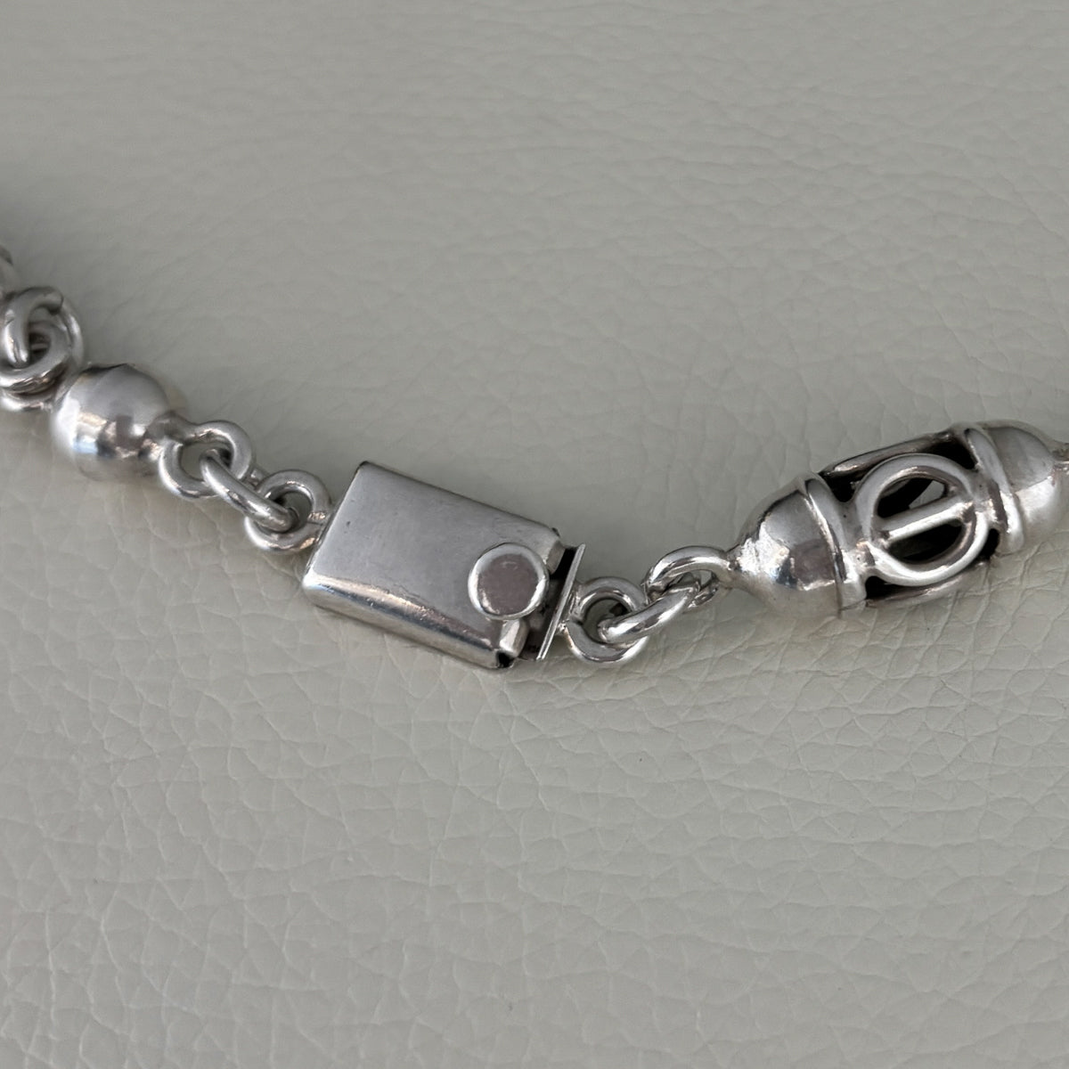 Estate Mexican Sterling Silver Heavy Openwork Beaded Necklace