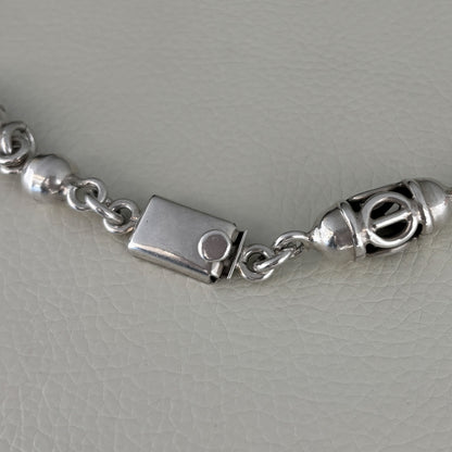 Estate Mexican Sterling Silver Heavy Openwork Beaded Necklace