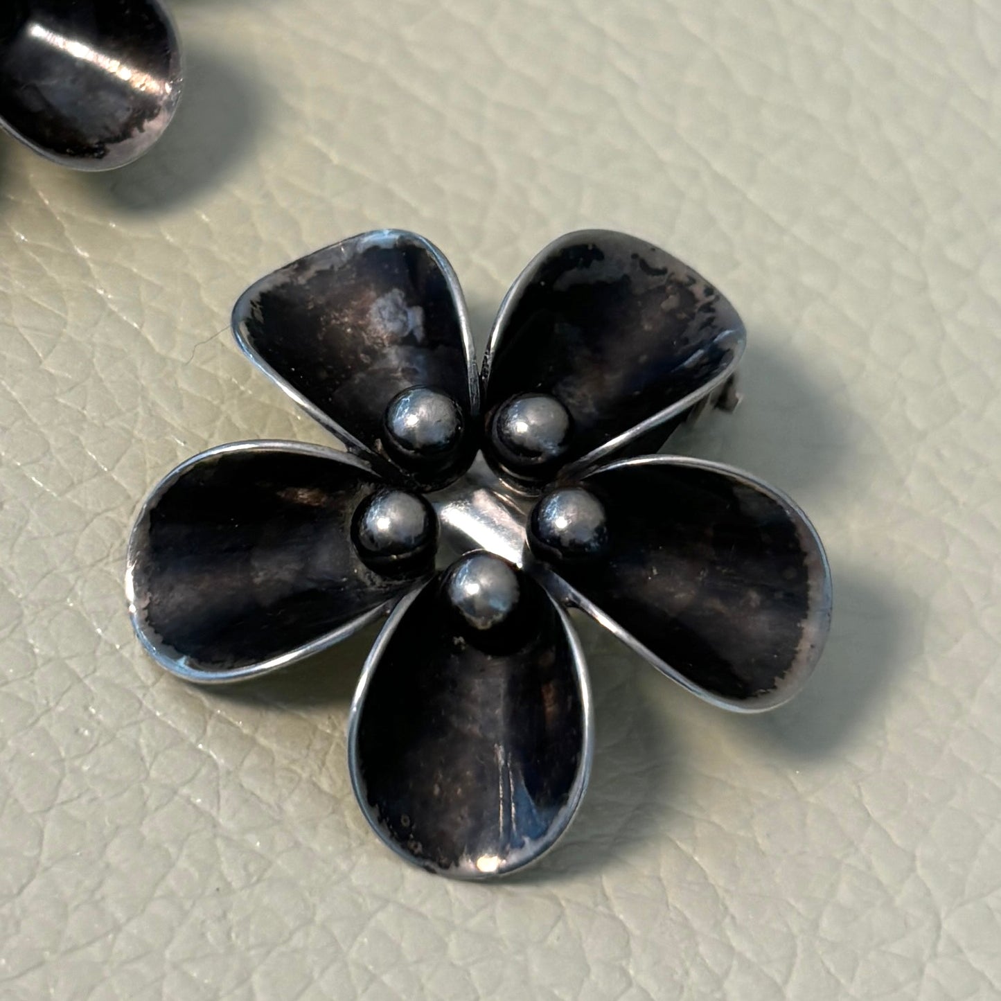 Estate N.E. From Denmark Sterling Silver Flower Clip-On Earrings