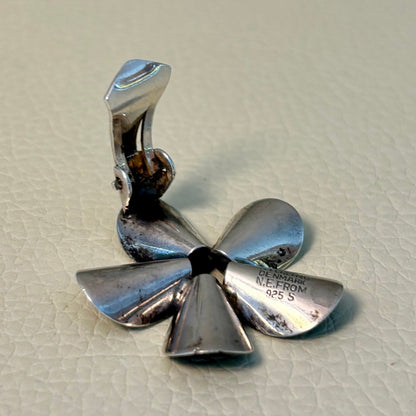 Estate N.E. From Denmark Sterling Silver Flower Clip-On Earrings