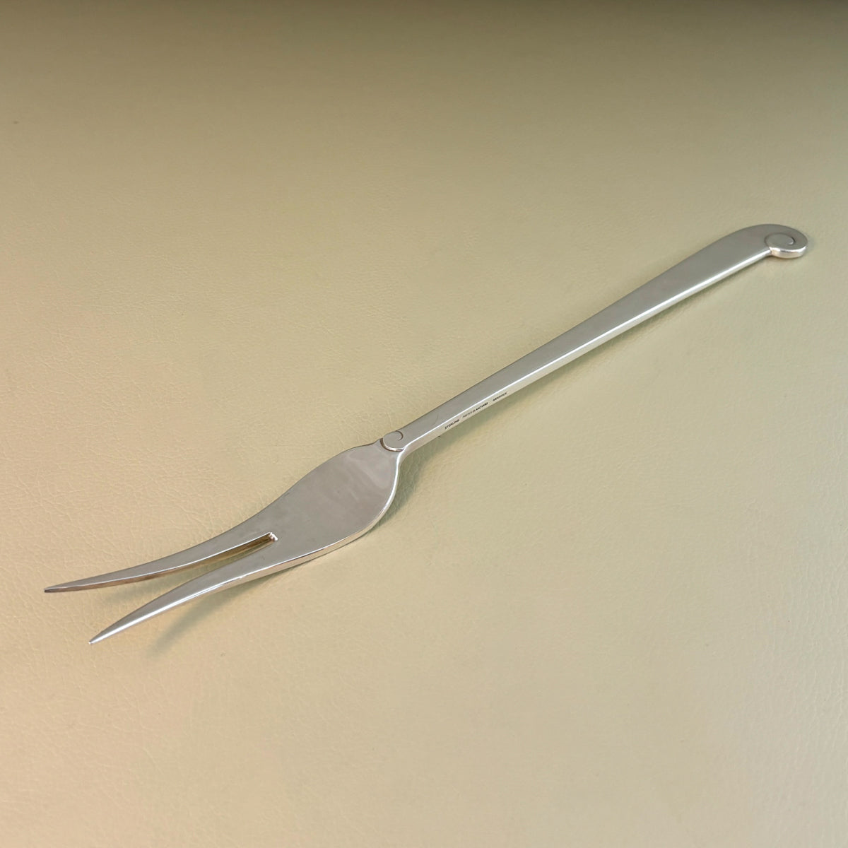 Estate Porter Blanchard Sterling Silver "Modern Scroll" 2 Tine Large Meat Fork