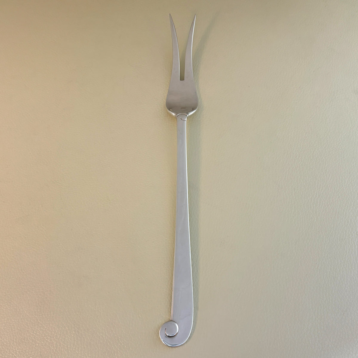 Estate Porter Blanchard Sterling Silver "Modern Scroll" 2 Tine Large Meat Fork