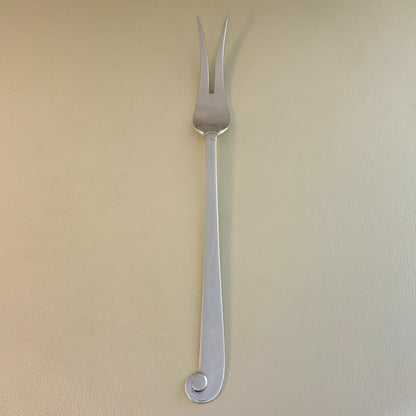 Estate Porter Blanchard Sterling Silver "Modern Scroll" 2 Tine Large Meat Fork