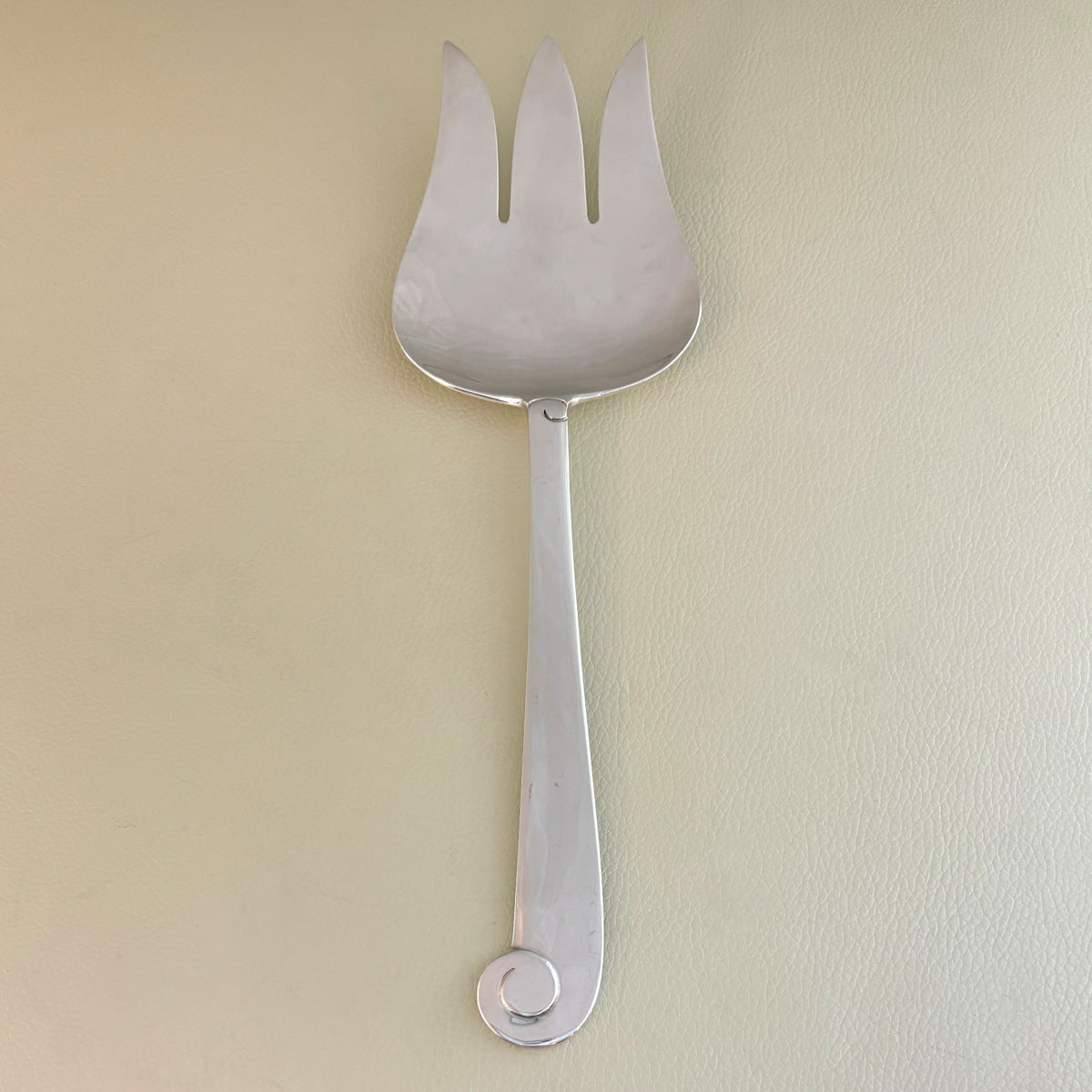 Estate Porter Blanchard Sterling Silver "Modern Scroll" 3 Tine Wide-Based Serving Fork