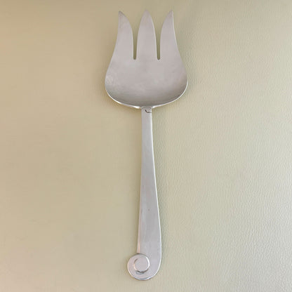 Estate Porter Blanchard Sterling Silver "Modern Scroll" 3 Tine Wide-Based Serving Fork