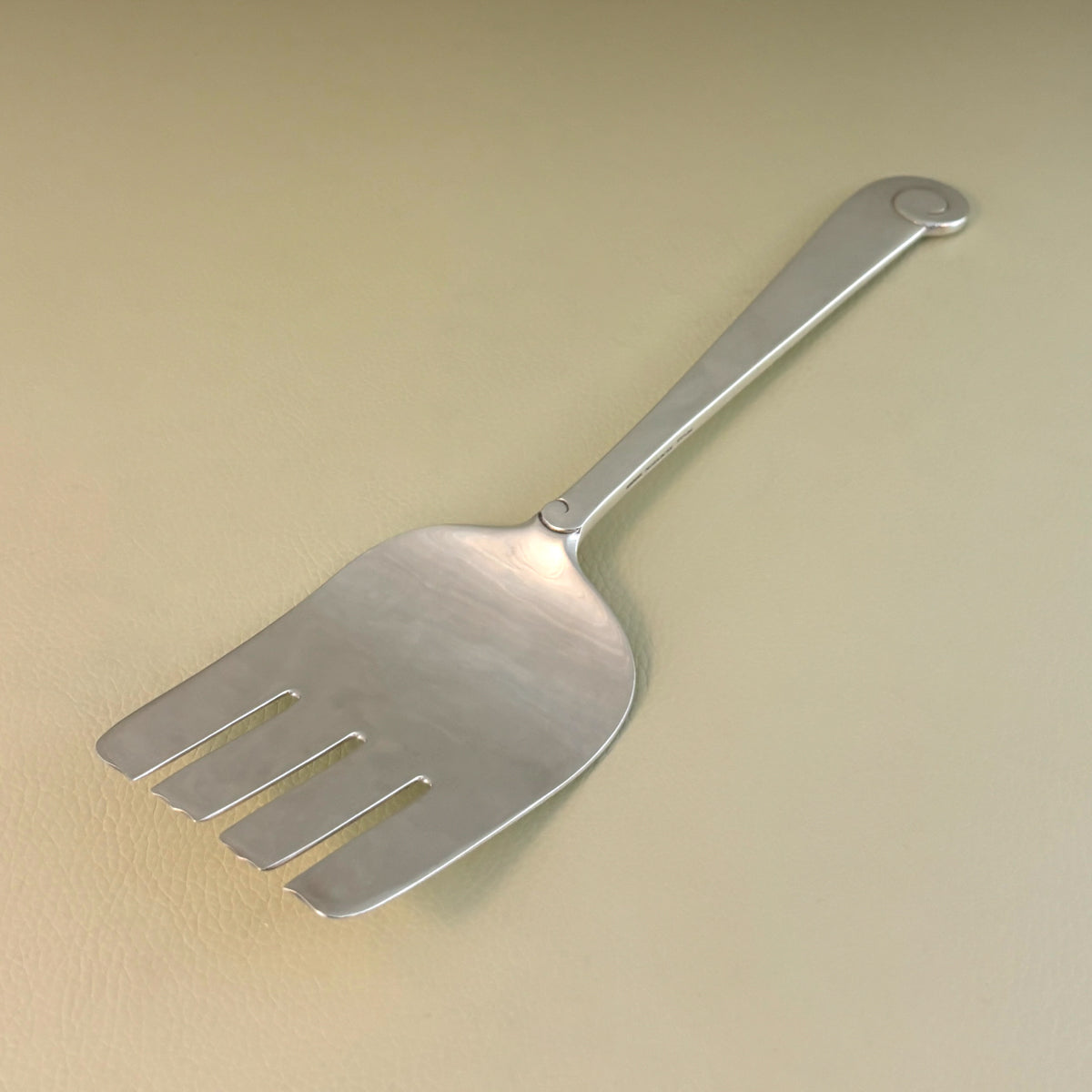 Estate Porter Blanchard Sterling Silver "Modern Scroll" 4 Tine Large Squared Serving Fork