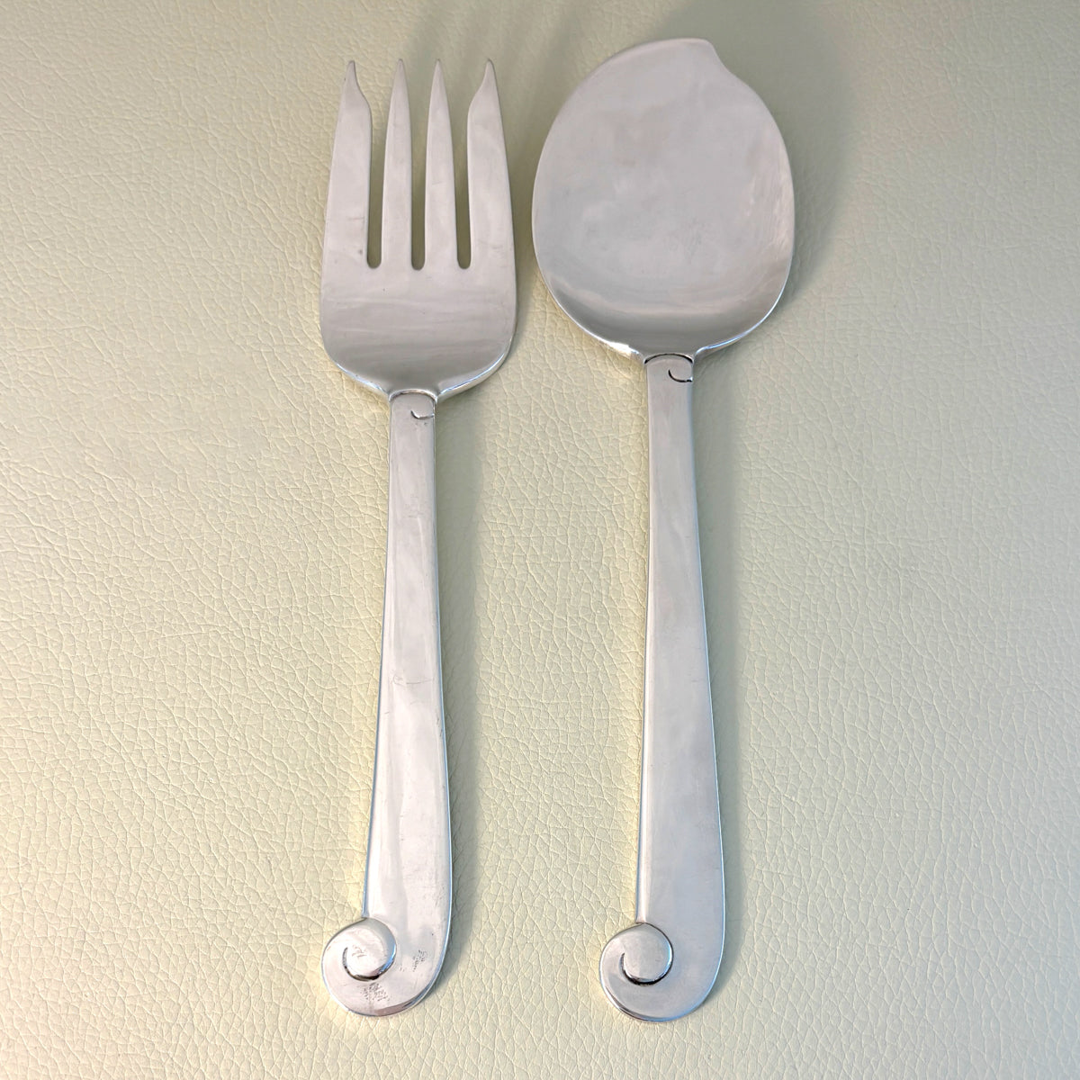 Estate Porter Blanchard Sterling Silver "Modern Scroll" 4 Tine Small Serving Fork