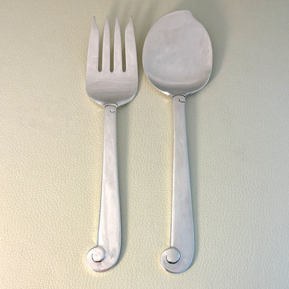 Estate Porter Blanchard Sterling Silver "Modern Scroll" 4 Tine Small Serving Fork