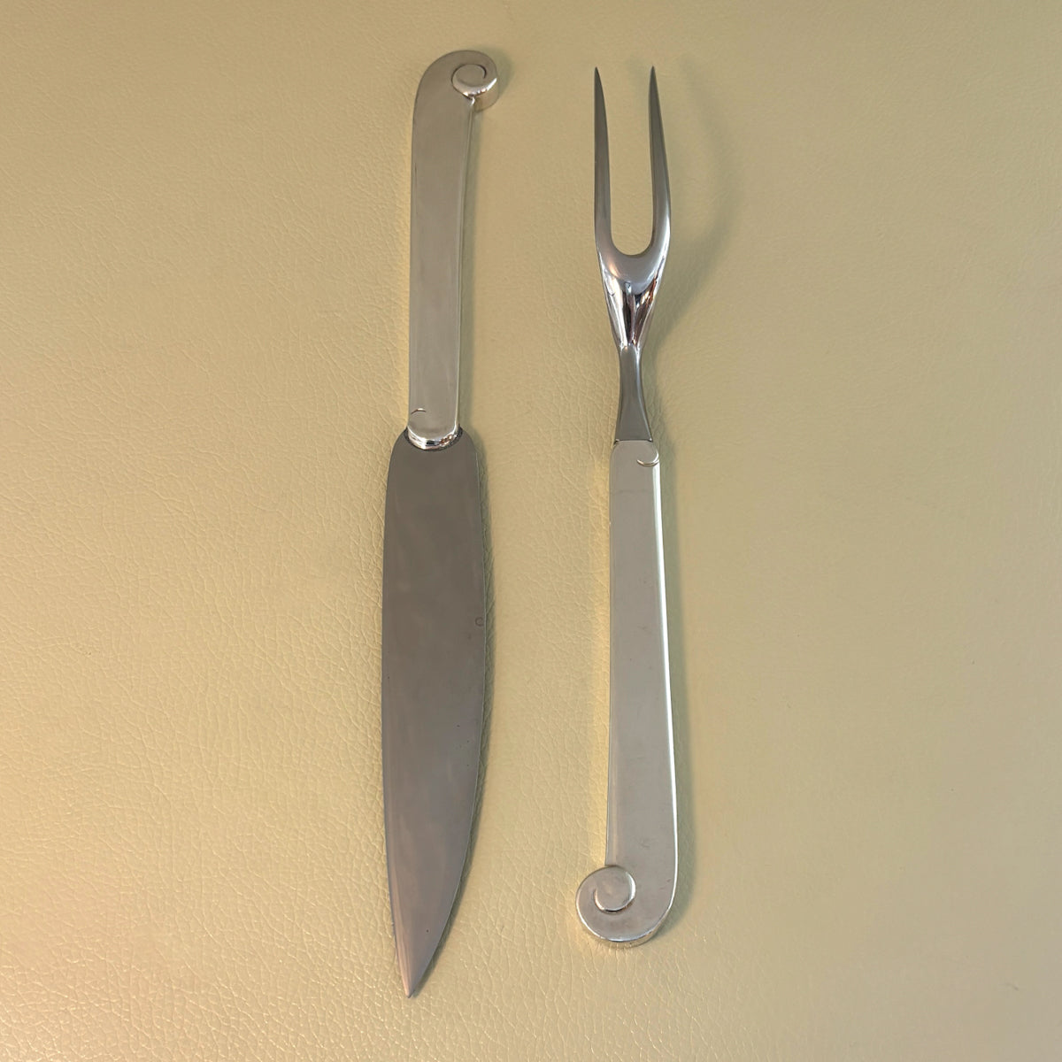 Estate Porter Blanchard Sterling Silver "Modern Scroll" Carving Set