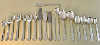 Estate Porter Blanchard Sterling Silver "Modern Scroll" Expansive Flatware Service of 12 (228 Pieces)
