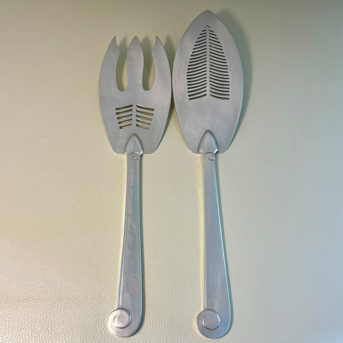 Estate Porter Blanchard Sterling Silver "Modern Scroll" Fish Server and Fork Set