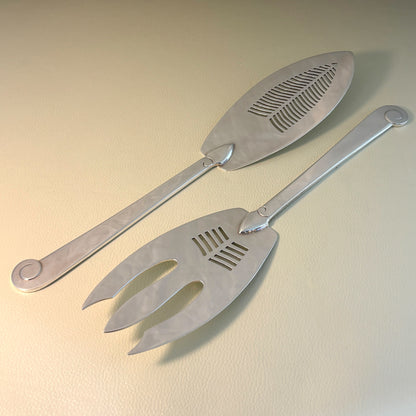 Estate Porter Blanchard Sterling Silver "Modern Scroll" Fish Server and Fork Set