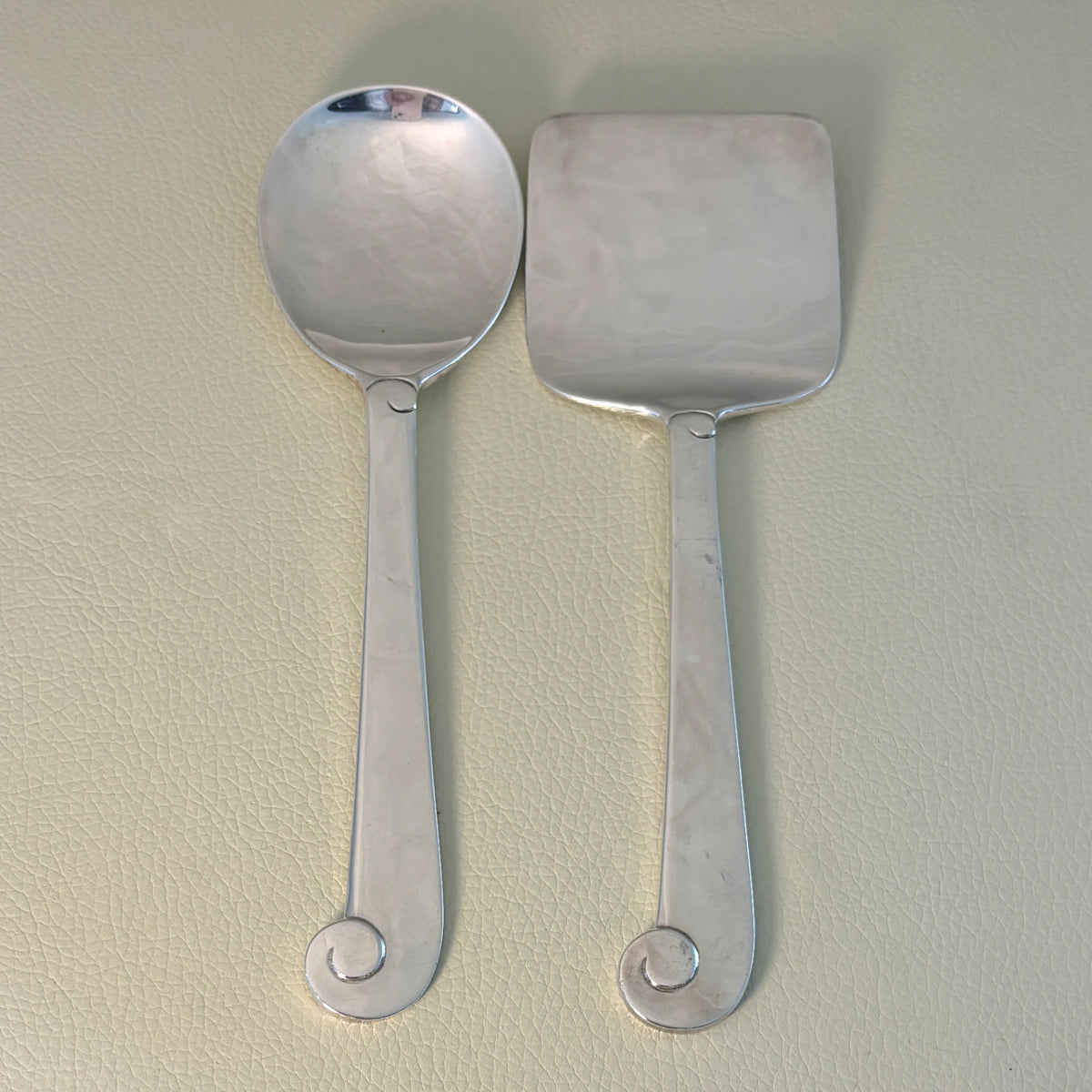 Estate Porter Blanchard Sterling Silver "Modern Scroll" Flat Serving Spoon