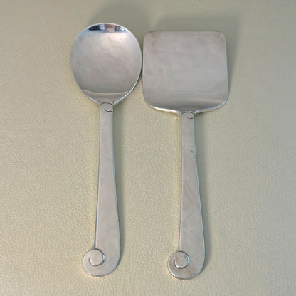 Estate Porter Blanchard Sterling Silver "Modern Scroll" Flat Squared Server