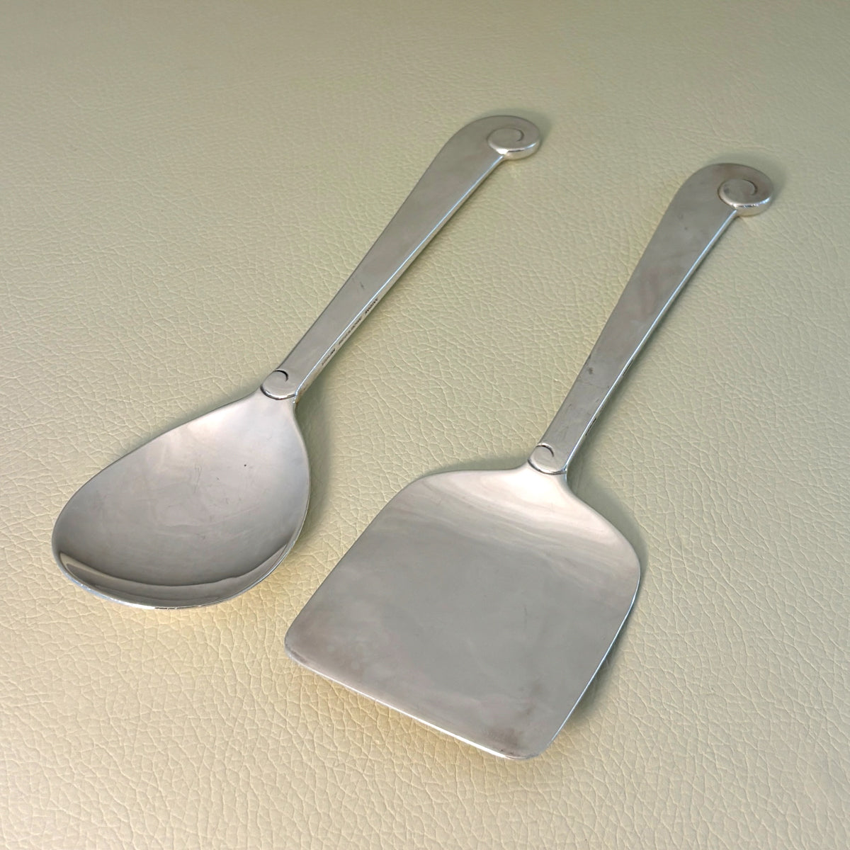 Estate Porter Blanchard Sterling Silver "Modern Scroll" Flat Serving Spoon