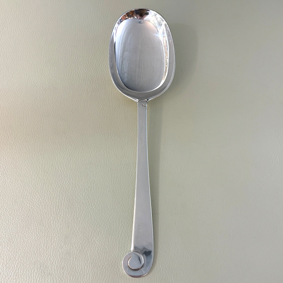 Estate Porter Blanchard Sterling Silver "Modern Scroll" Large Oval Serving Spoon