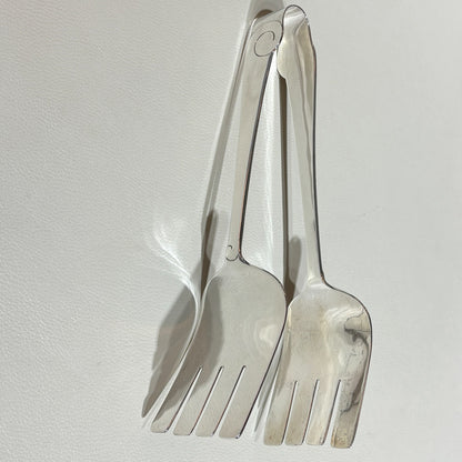 Estate Porter Blanchard Sterling Silver "Modern Scroll" Large Tongs