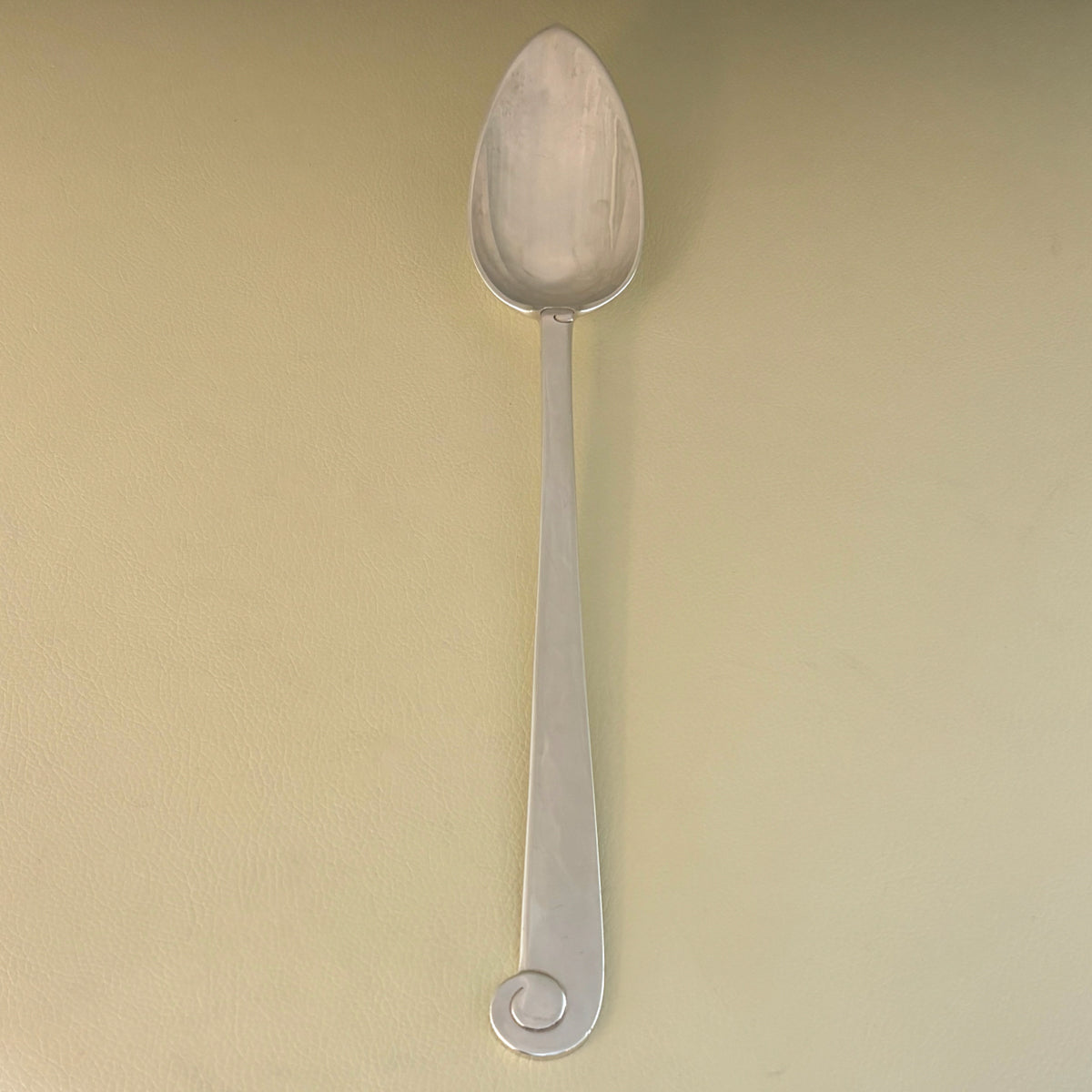 Estate Porter Blanchard Sterling Silver "Modern Scroll" Long Serving Spoon with Pointed End