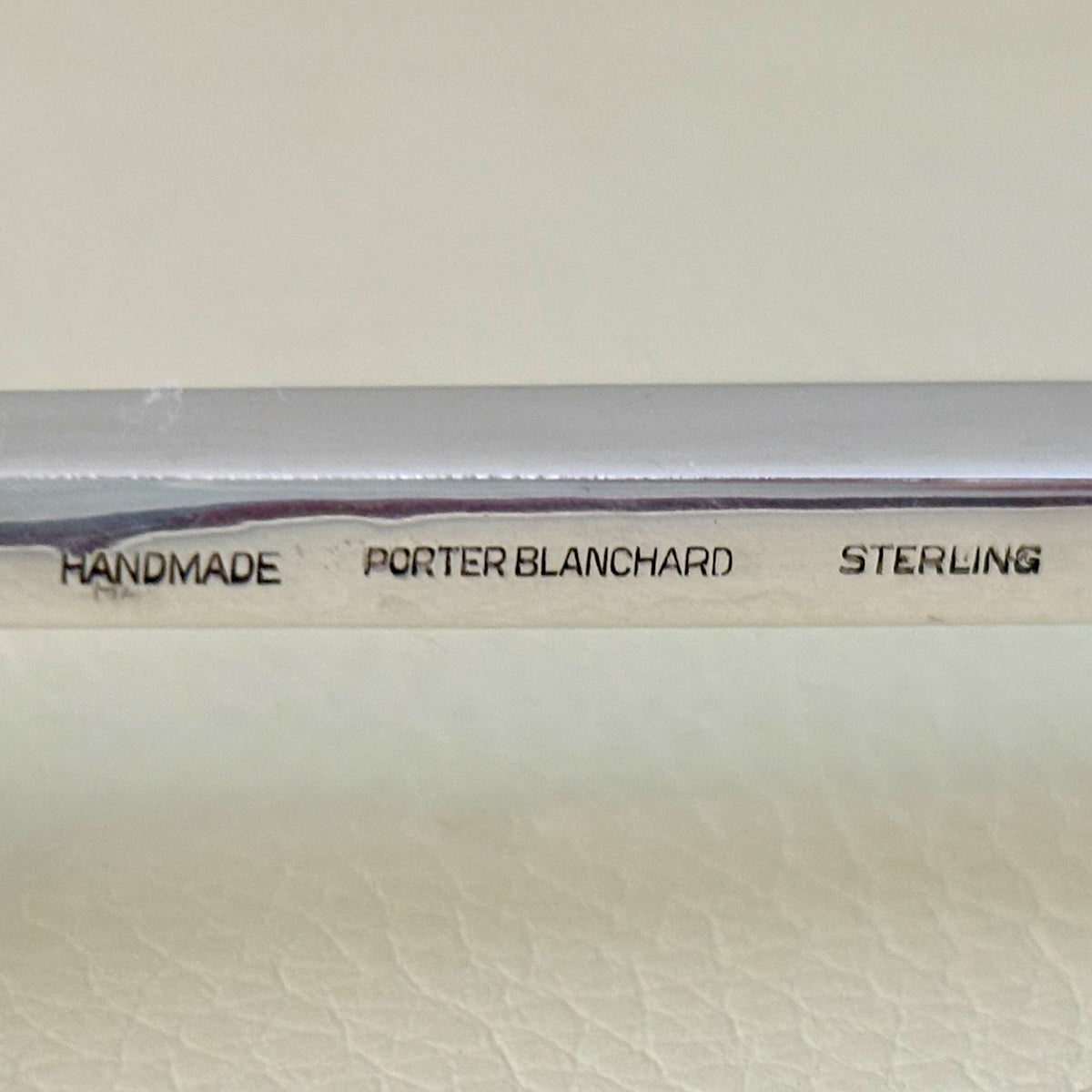 Estate Porter Blanchard Sterling Silver "Modern Scroll" Long Serving Spoon with Pointed End