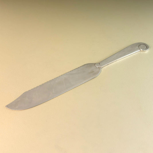 Estate Porter Blanchard Sterling Silver "Modern Scroll" Serrated Cake Knife