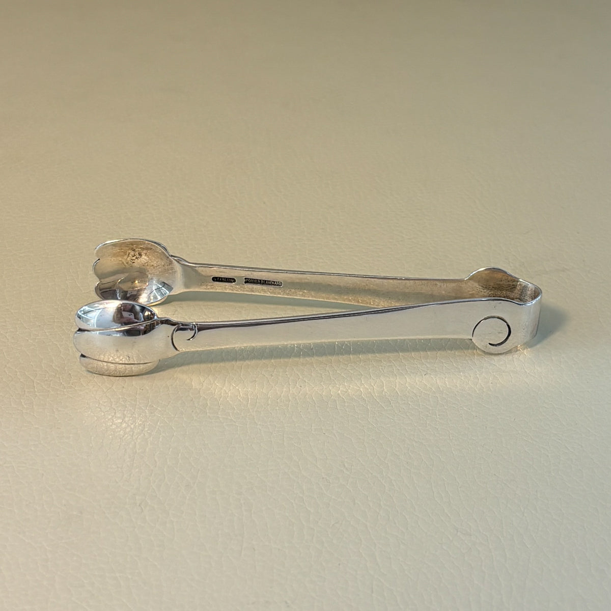 Estate Porter Blanchard Sterling Silver "Modern Scroll" Sugar Tongs